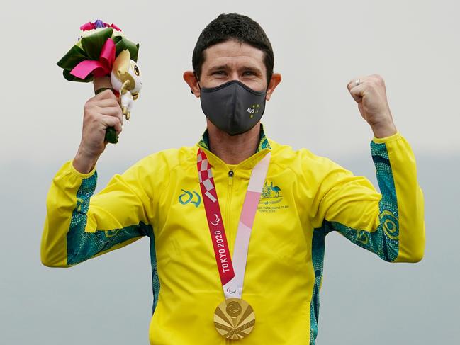 Hicks receives his gold medal. Picture: Getty