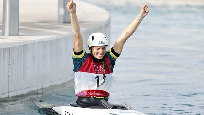 Tokyo 2020 Olympic Games: Jess Fox wins Gold in the Women’s Canoe Final. Picture: Alex Coppel