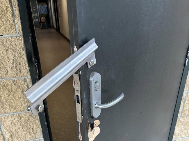 The offenders gained entry by breaking a lock on the door. Picture: Hoppers Crossing Soccer Club