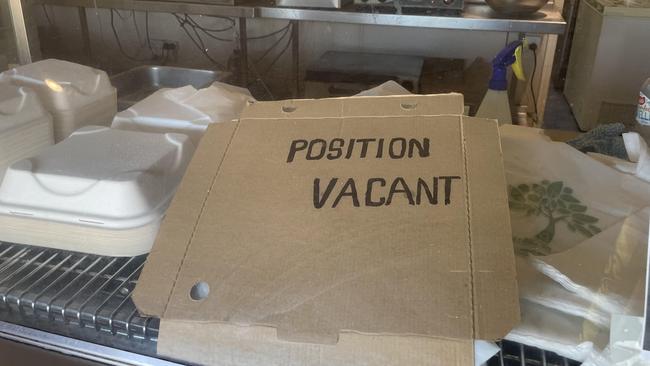 ‘Position vacant’ sign in Southport Kebabs. Picture: Sam Stolz