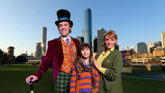 Stephen Anderson (Willy Wonka) and Lucy Maunder (Mrs Bucket) have absconded to Perth while young Cooper Matthews has served his time as Charlie in the Brisbane season of Charlie and the Chocolate Factory: Picture David Clark