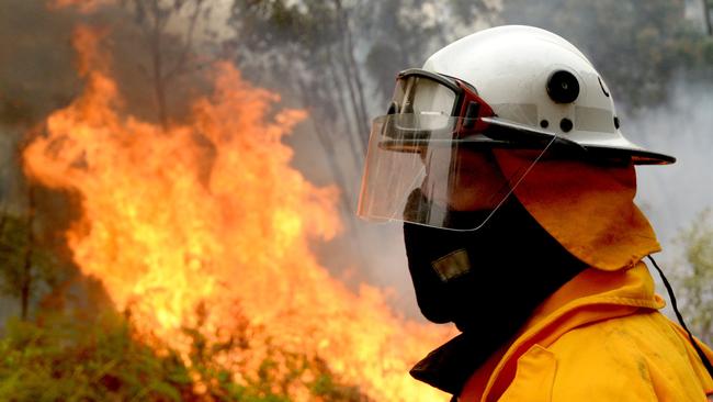 Firefighters backburn along Putty Road in Colo Heights in Sydney, Saturday, November 16, 2019. High temperatures, low humidity and gusty winds are threatening NSW this weekend, with severe fire danger ratings for regions in the north of the state. (AAP Image/Jeremy Piper) NO ARCHIVING