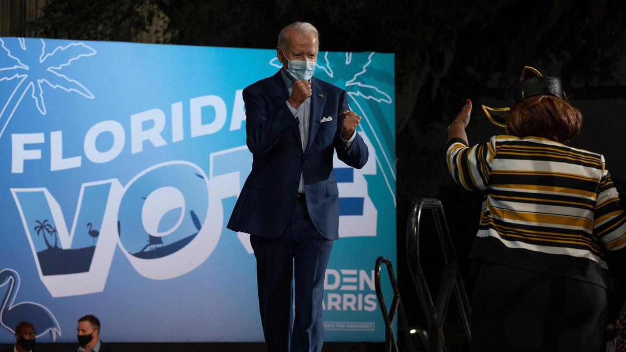 Joe Biden during a Drive-In event in Tampa, Florida. Picture: Jim Watson/AFP