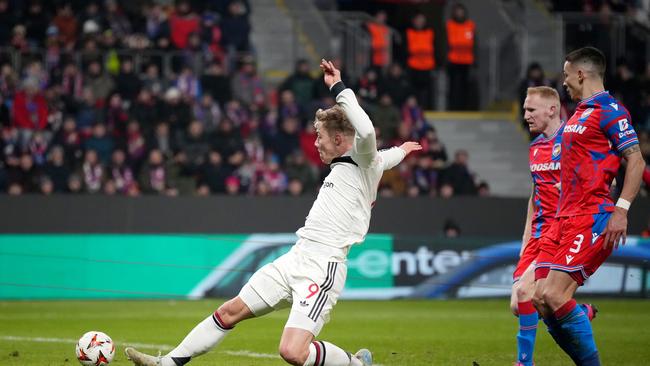 Rasmus Hojlundscored twice for United. Picture: Gabriel Kuchta/Getty Images