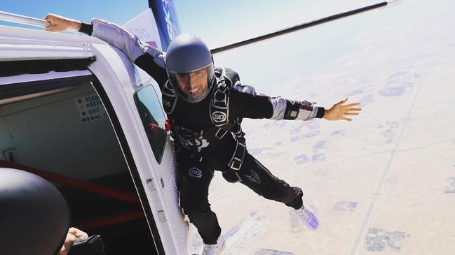 Thrill-seeker extraordinaire. When he’s not racing fast cars, he’s jumping out of planes for fun. “This is really one of my fav sports. I’m not great at it, I’m learning every jump I do but it’s really the best hobby. The free fall feeling, can’t tell you how happy it makes me. This is my new get away.” Source: Instagram for BW Magazine