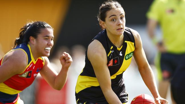 Monique Conti was outstanding for the Tigers but it wasn’t enough against the reigning premiers. Picture: Daniel Pockett/Getty Images