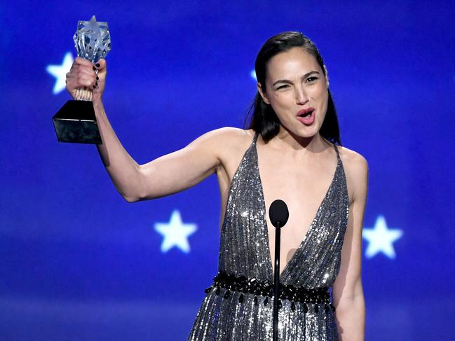 Gal Gadot accepts the SeeHer Award onstage during The 23rd Annual Critics’ Choice Awards at Barker Hangar on January 11, 2018 in Santa Monica, California. Picture: Getty