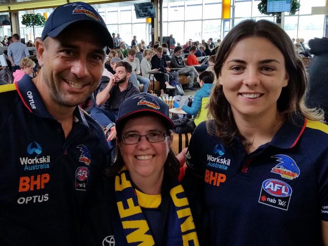 Andrew McLeod (R) with fan Jay Gardiner (C) and Ebony Marinoff. Picture: Supplied