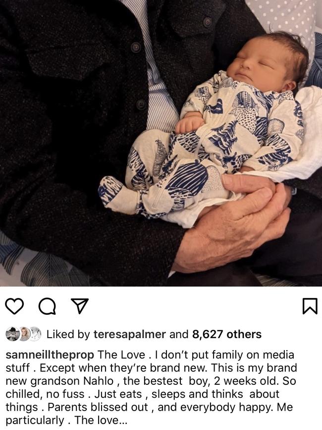 Sam Neill shares a loving message. Picture: Instagram