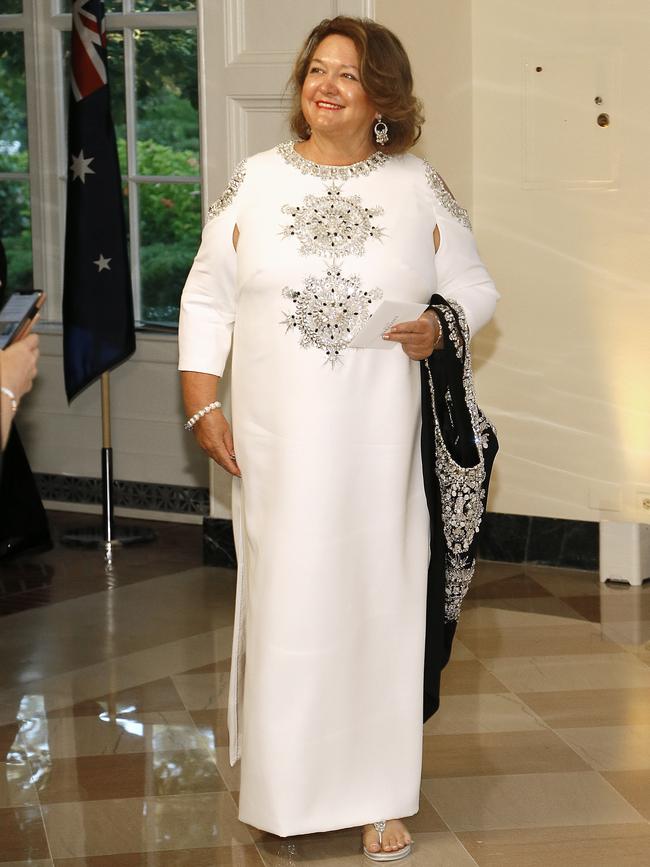 Gina Rinehart arrives at the White House dinner.