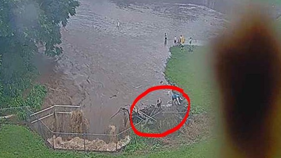 Kids playing in a detention basin in Cairns.