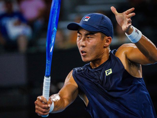 World no. 73 Rinky Hijikata is among the next rung of Aussie tennis men who are boosting optimism. Photo by Patrick HAMILTON / AFP