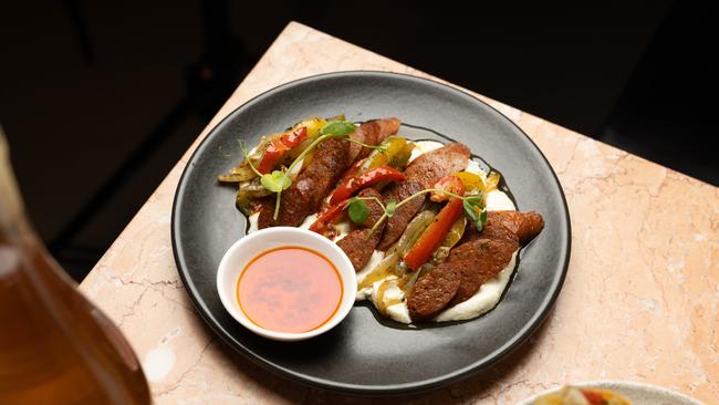 Lamb merguez on labneh at Wild Legs Wine Room. Picture: David Kelly