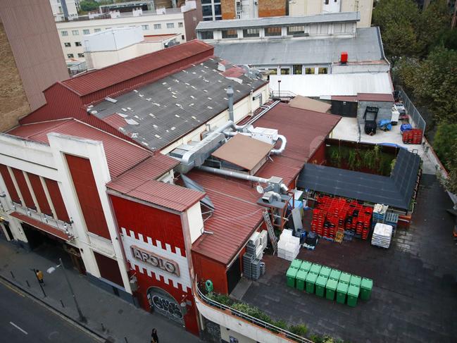 Liam Hampson was found dead after falling from as high as 10m. One of the Apolo nightclub’s internal courtyards. Picture: Martin Seras