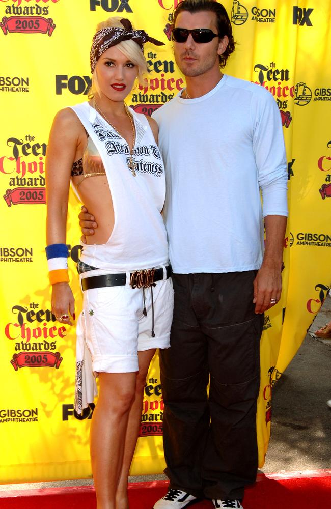 Gwen wearing a shirt with the slogan ‘A Fatal Attraction to Cuteness’. Gwen Stefani and now ex husband Gavin Rossdale during 2005 Teen Choice Awards Picture: Jon Kopaloff/FilmMagic