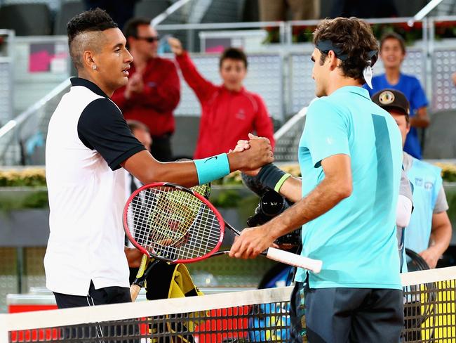 Kyrgios and Federer pictures in Madrid 2015