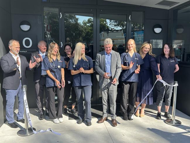 TAFE Minister Steven Whan alongside teachers and students at the opening of the new animal studies training centre at Wyong Tafe.