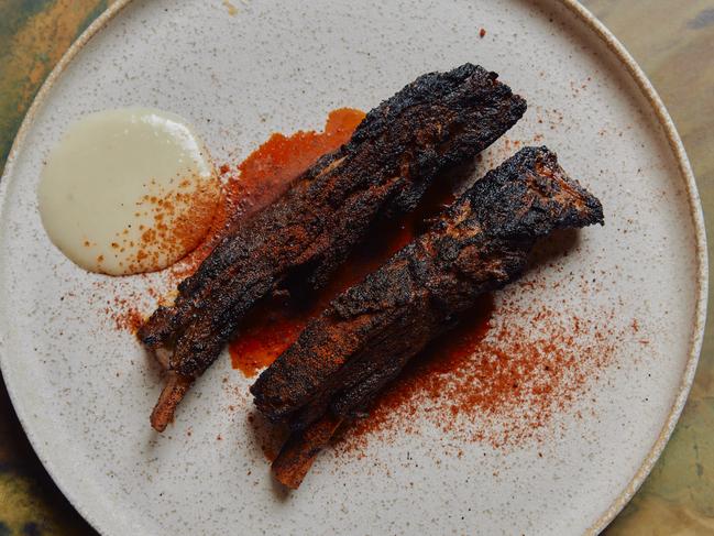 The lamb ribs were so tender the meat slipped from the bone. Picture: Parker Blain.