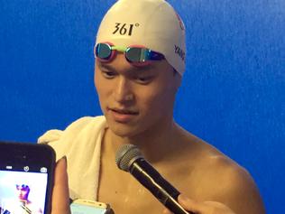 China's swimmer Sun Yang talks to the Media at the Rio Olympics 2016. Picture: Mike Colman.