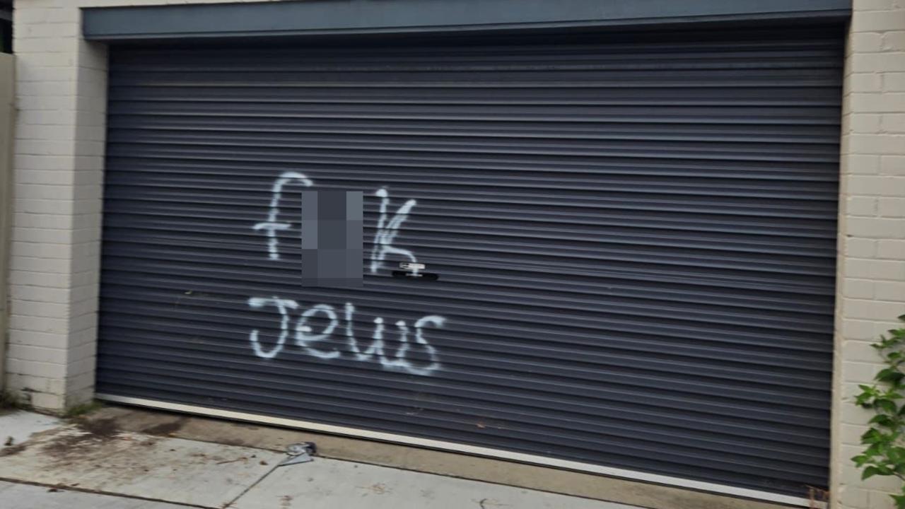 Anti-Semitic graffiti sprayed on See Lane in Kingsford this week. Picture: Supplied.