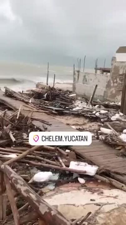 Hurricane Milton Tears Apart Dock in Yucatan