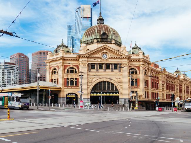 MELBOURNE, AUSTRALIA - FEBRUARY 16, 2021: Flinders St station within Melbourne CBD is quiet and deserted during a 'circuit breaker' lockdown imposed suddenly by the Victorian Government. This is due to increasing numbers of COVID-19 cases in north western Melbourne.- PHOTOGRAPH BY Chris Putnam / Future Publishing (Photo credit should read Chris Putnam/Future Publishing via Getty Images)