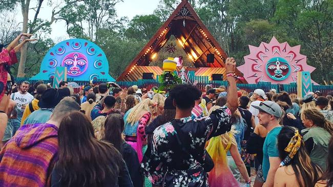 The stage at the Rabbits Eat Lettuce Festival where thousands of revellers made the most of the Easter weekend near Warwick on the Southern Downs. Picture: Facebook