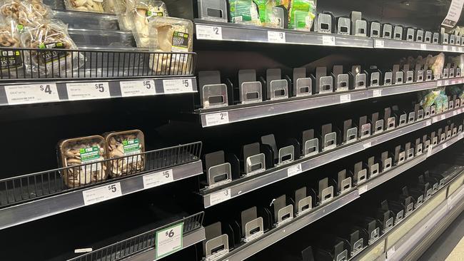 The scene at Woolworths in Balmain, where hardly any green vegetables were on sale.