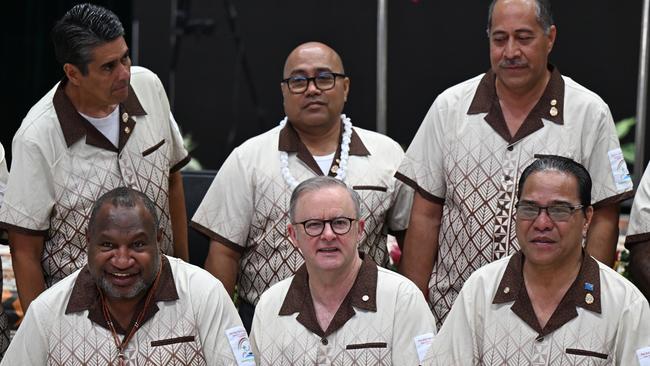 The Pacific leaders during a ‘family photo’ in Tonga. Picture: AAP