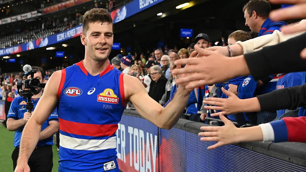 Josh Dunkley saying goodbye. Photo by Quinn Rooney/Getty Images.