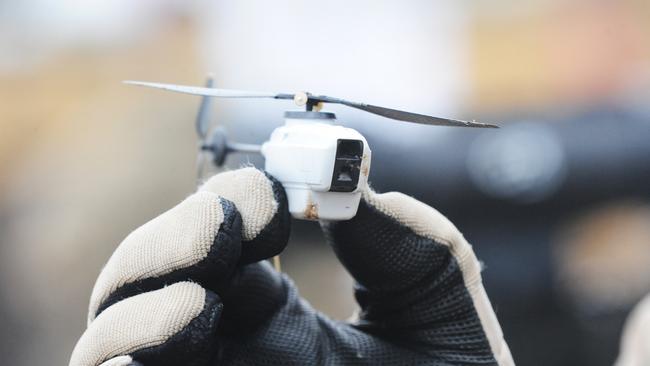 Ready to fly … a Black Hornet nanodrone. Picture: Richard Watt/MOD