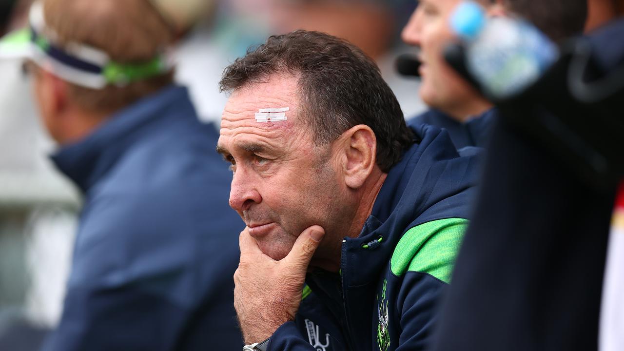 Ricky Stuart watches the Raiders defeat the Dolphins. (Photo by Mark Nolan/Getty Images)