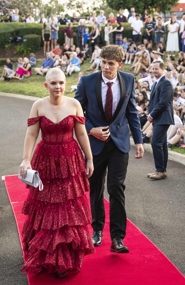 Graduate Molly Haig and partner Lincoln Sack arrive at Mary MacKillop Catholic College formal at Highfields Cultural Centre, Thursday, November 14, 2024. Picture: Kevin Farmer