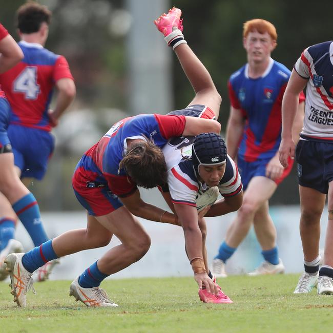 The Knights and Roosters played out an epic draw in the Andrew Johns Cup. Picture: Sue Graham