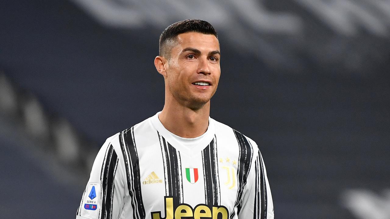 TURIN, ITALY - APRIL 21: Cristiano Ronaldo of Juventus looks on during the Serie A match between Juventus and Parma Calcio at Allianz Stadium on April 21, 2021 in Turin, Italy. (Photo by Valerio Pennicino/Getty Images )