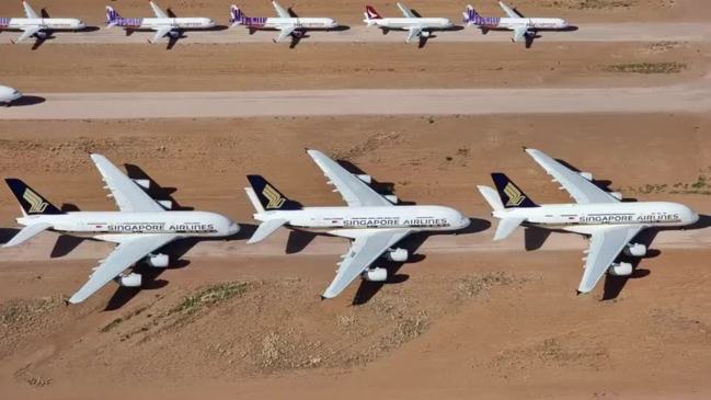 Flying over Australia's largest aircraft parking lot