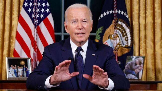 US President Joe Biden addresses the nation on Thursday. Picture: AFP