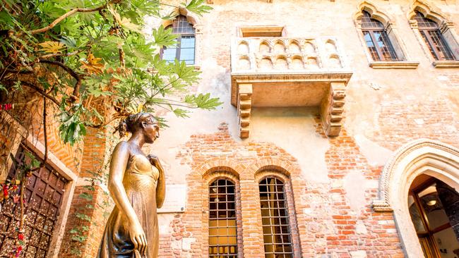 Beneath Juliet’s Balcony is a statue of Juliet. Lovers are encouraged to rub her right breast for good luck.