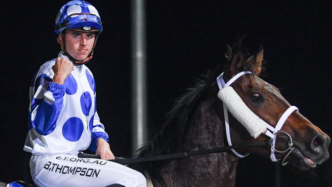 Jockey Ben Thompson (pictured) rides Alloran Enzo. Photo: AAP Image