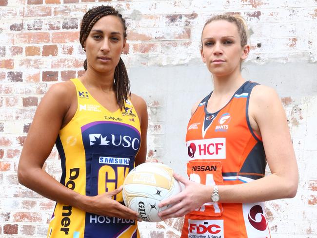 Lightning’s Geva Mentor and Giants shooter Jo Harten are England teammates and Super Netball rivals.