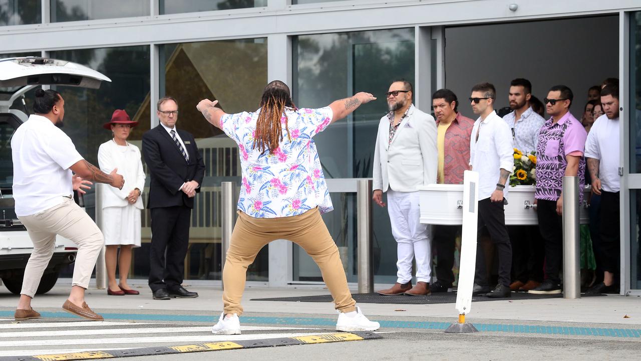 A Haka was performed at the funeral, in a nod to Ms Cowley’s New Zealand heritage. Picture: NCA NewsWire/ Richard Gosling