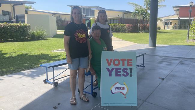 Yes campaigners in Proserpine, Chris Franklin, Jennifer Beaumont and Gina Borellini. Picture: Estelle Sanchez