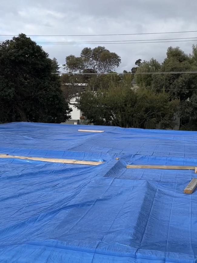 He spent two to three days covering the house with tarps. Picture: Supplied