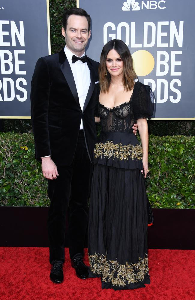 Bill Hader and Rachel Bilson at the 2020 Golden Globes. Picture: Jon Kopaloff/Getty Images