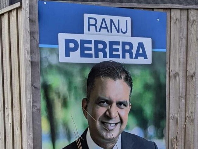 Ranj Perera election sign. Picture: Reddit / jerjergege