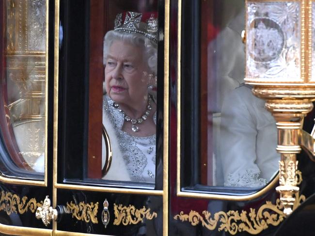 Queen Elizabeth in a carriage along The Mall after the State Opening of parliament at the Palace of Westminster on October 14. Picture: Getty Images