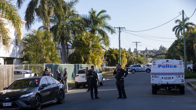 Police on scene early in the investigations on Sunday afternoon.