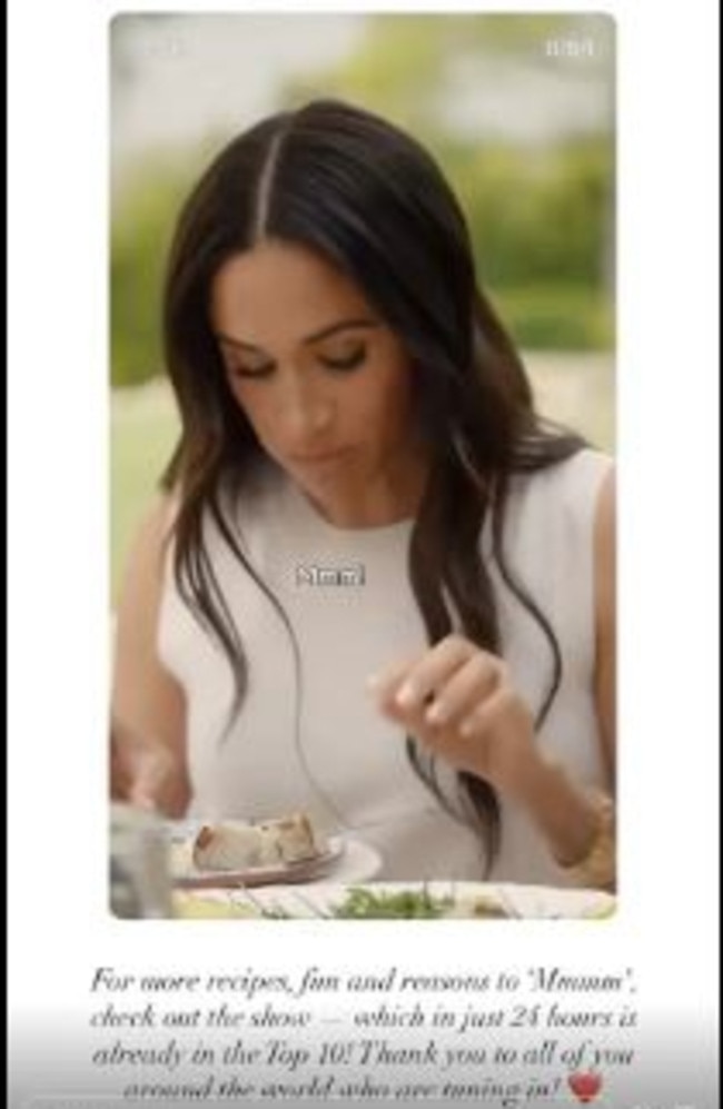 Meghan Markle has thanked fans for “tuning in” after her show went into Netflix US's top 10. Picture: Supplied