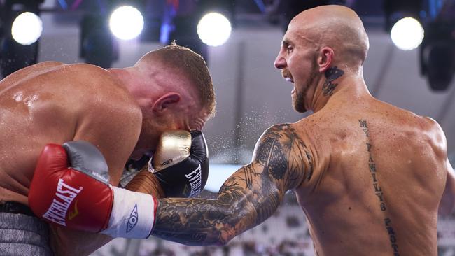 Tyson Lantry, right, defeated Luke Jackson on points. Picture: Getty Images