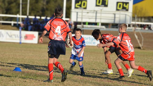 NEW SEASON WAITS: Junior footballers have the chance to play for Collegians this season (pictured: James Nolan, William Nolan, Cooper Murray and Josh Collins).